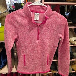 Athletic Works Girls Pink  Fleece 1/4 Zip Pullover Sweatshirt Size LG 10-12